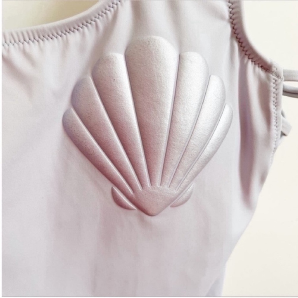 PINK Victoria's Secret bathing suit lavender purple shells metallic one piece - Picture 3 of 8